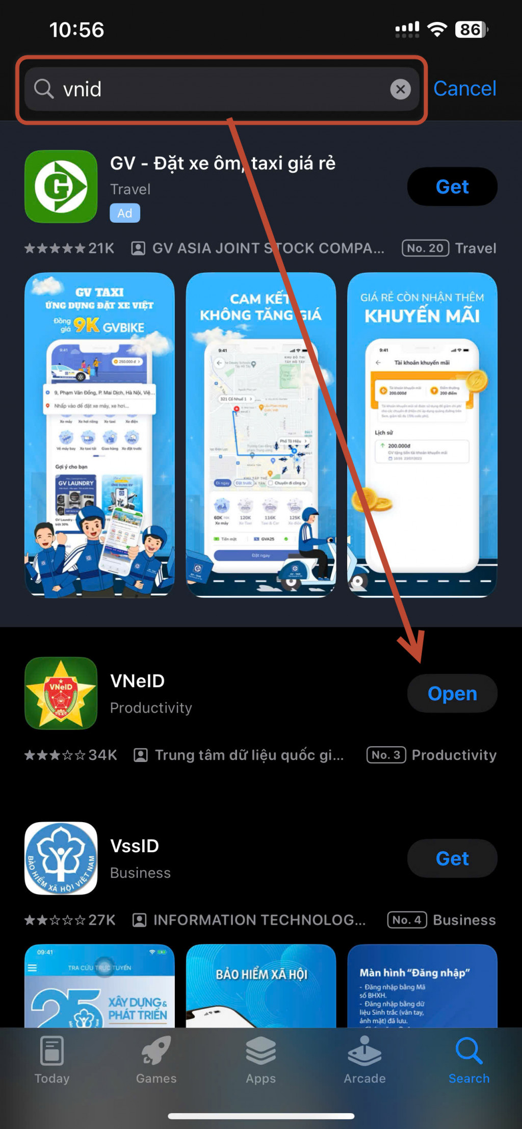 ng dụng vnid app store
